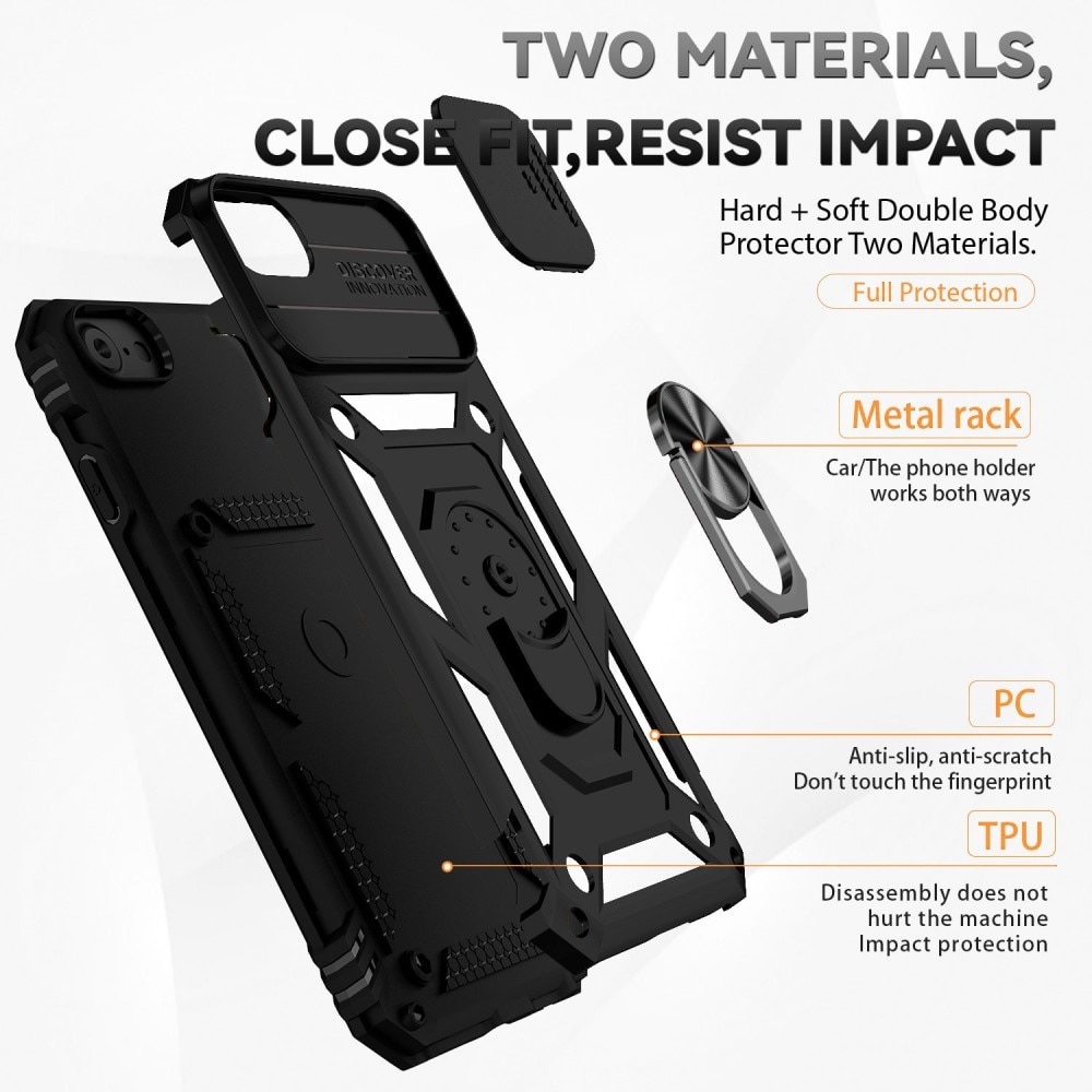 iPhone 8 Hybridcase Ring+Camera Protector zwart