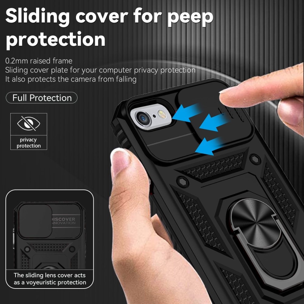 iPhone SE (2022) Hybridcase Ring+Camera Protector zwart