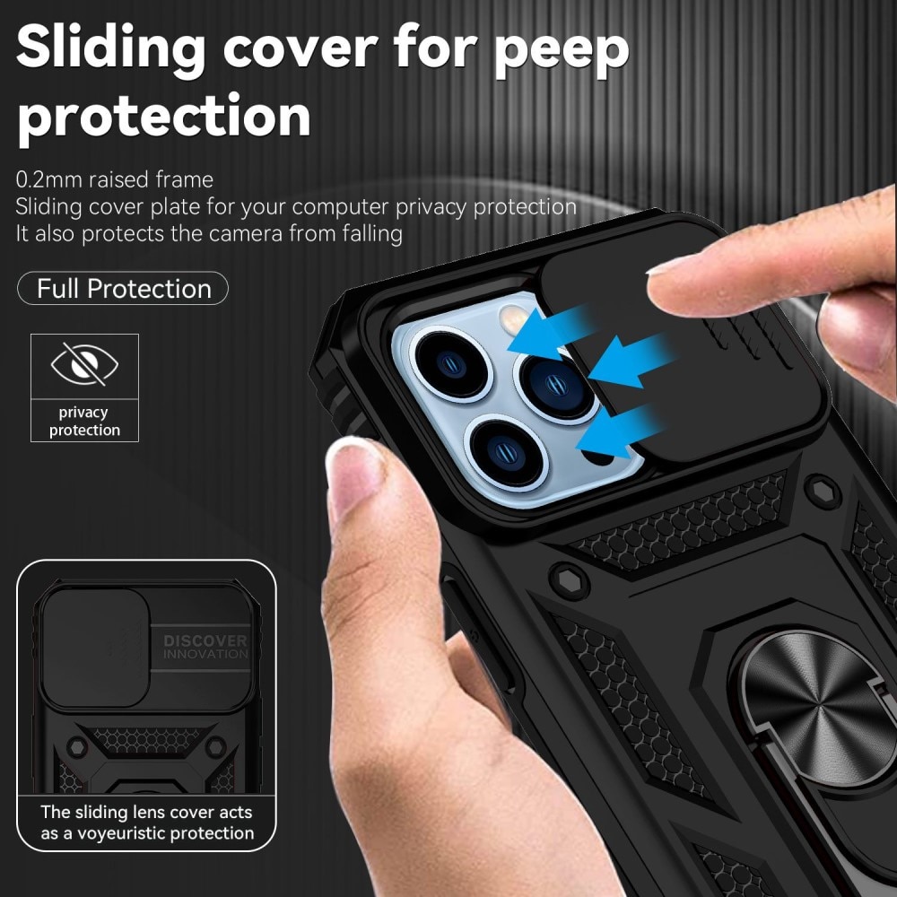 iPhone 13 Pro Max Hybridcase Ring+Camera Protector Zwart