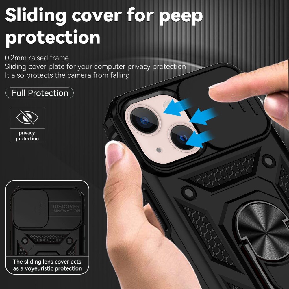 iPhone 13 Mini Hybridcase Ring+Camera Protector Zwart