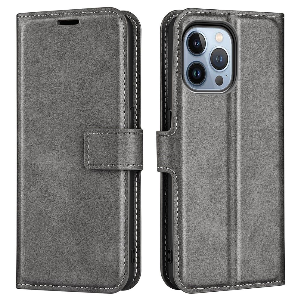 iPhone 14 Pro Max Leather Wallet Grey