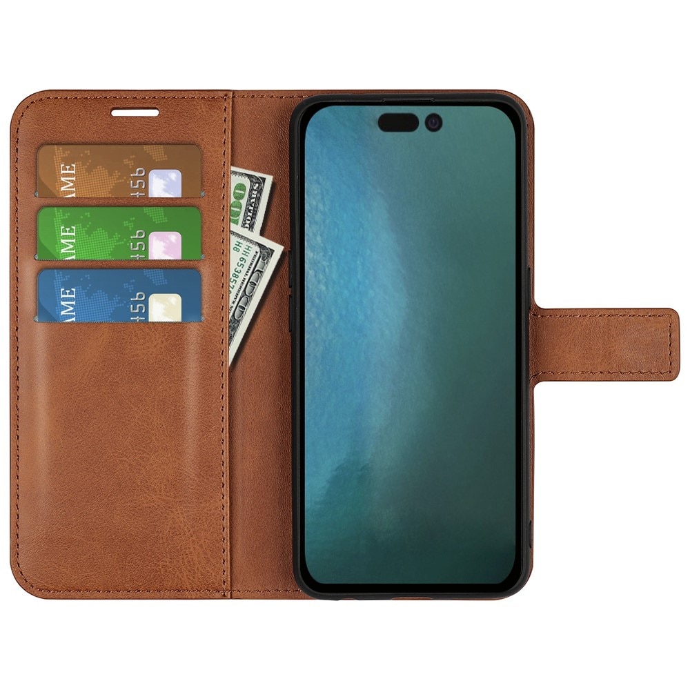 iPhone 14 Plus Leather Wallet Brown