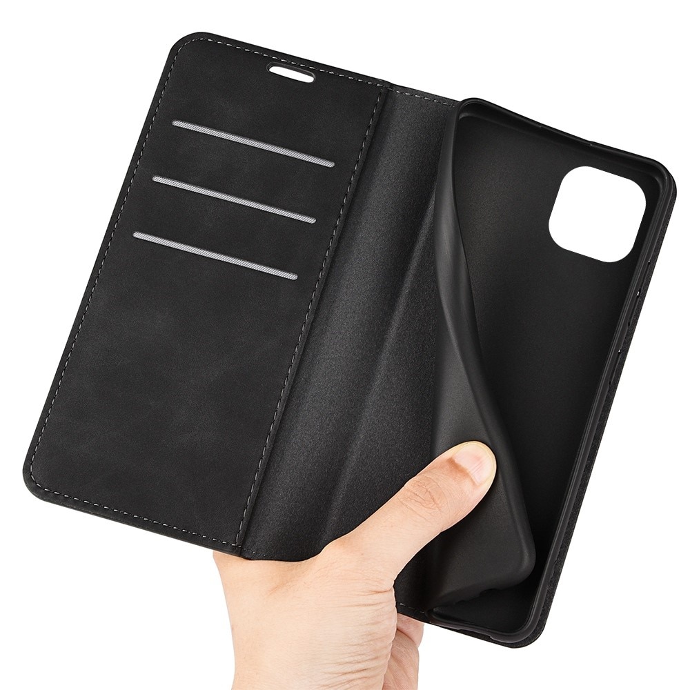 iPhone 14 Plus Slim Leather Wallet Zwart