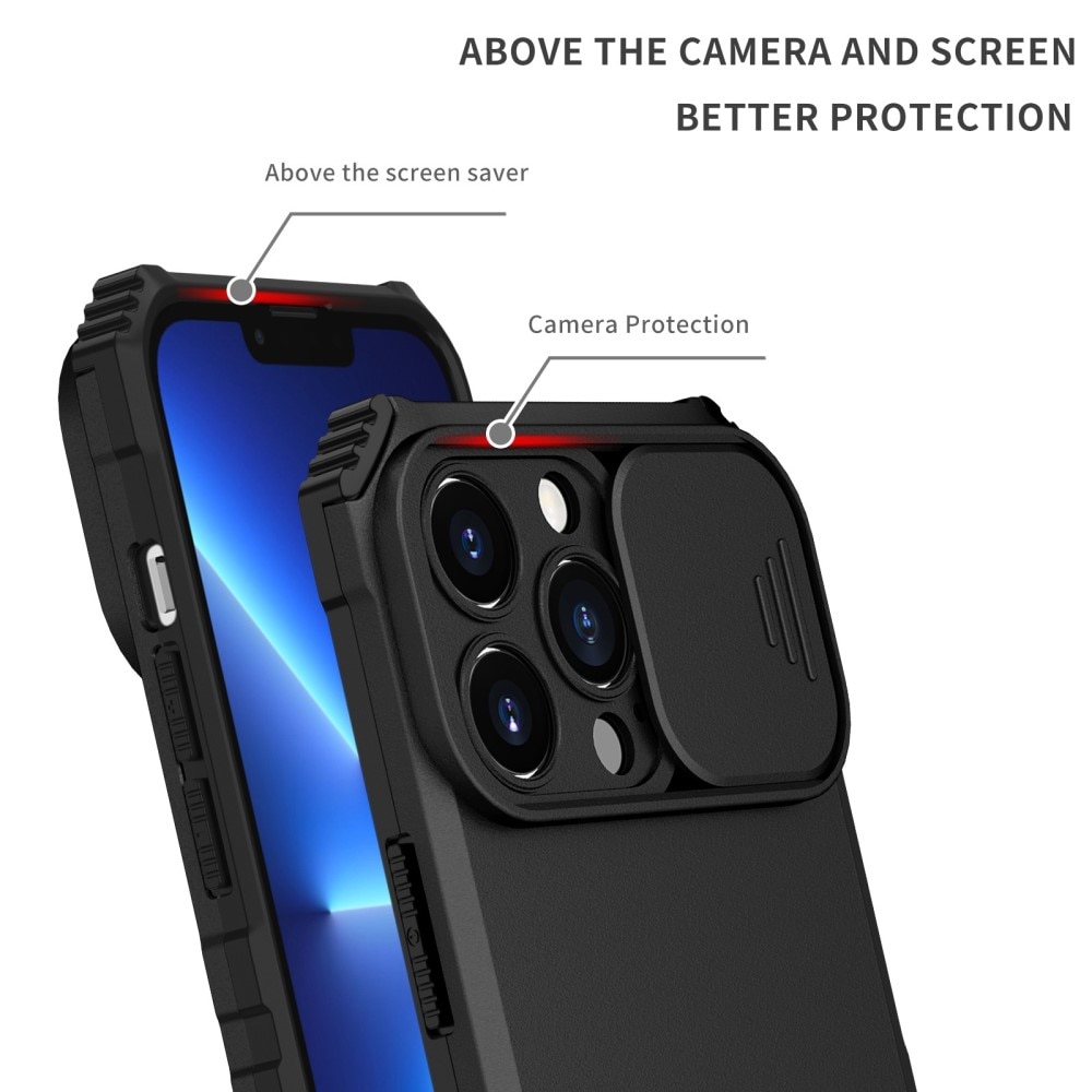iPhone 13 Pro Kickstand Hoesje met Camera Protector Zwart