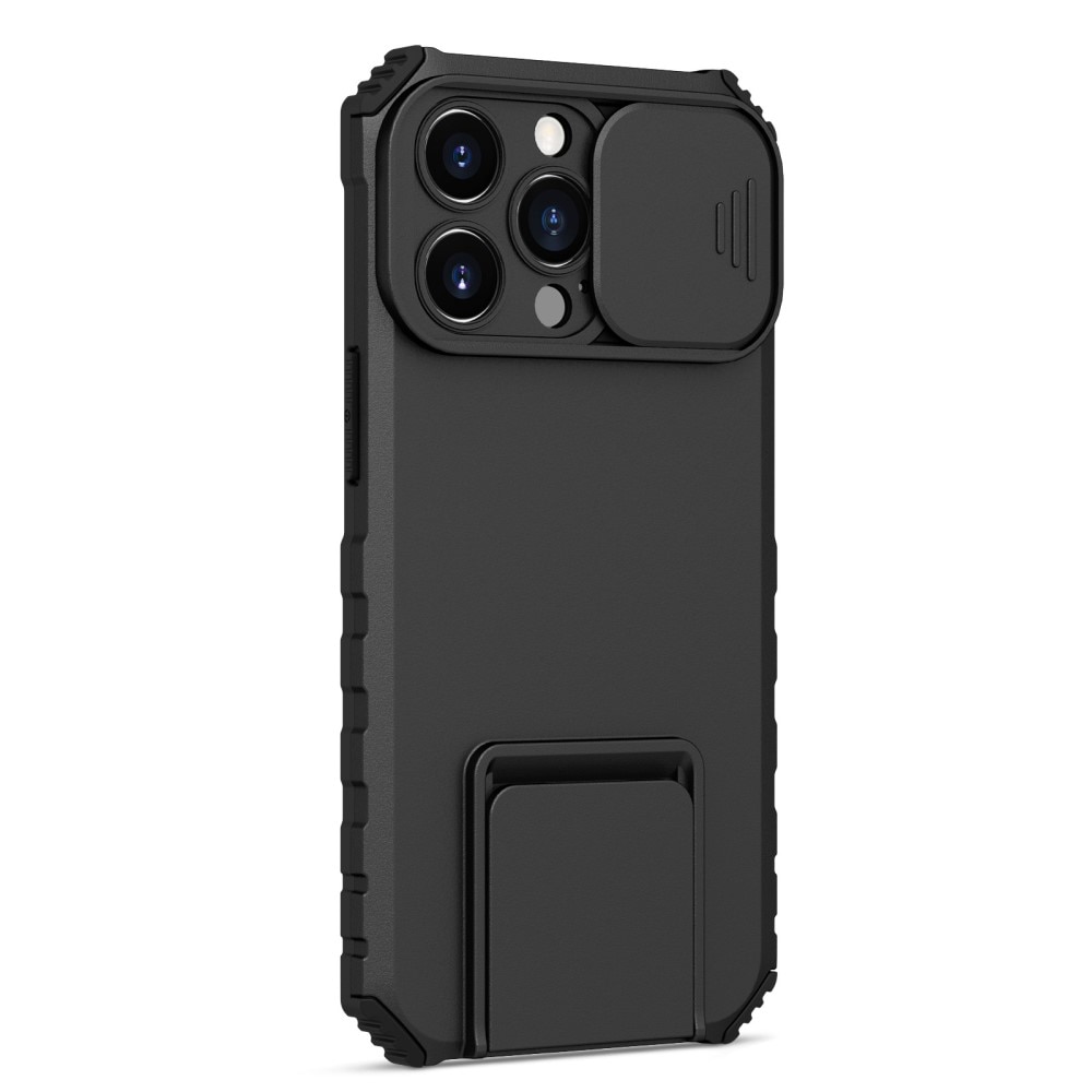 iPhone 13 Pro Kickstand Hoesje met Camera Protector Zwart