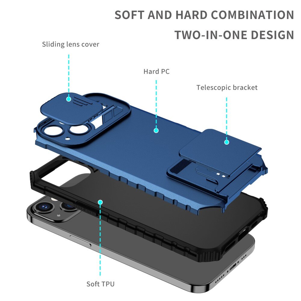 Apple iPhone 13 Pro Kickstand Hoesje met Camera Protector Blauw