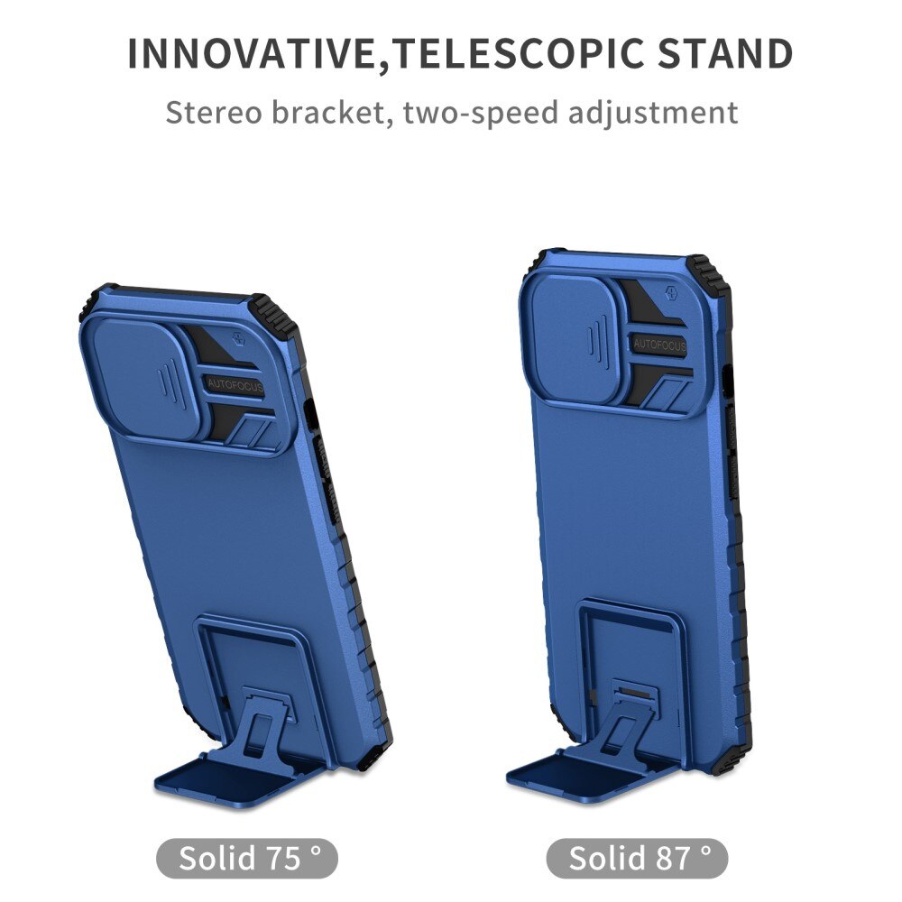 Apple iPhone 13 Pro Kickstand Hoesje met Camera Protector Blauw