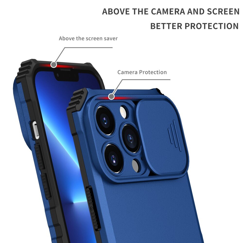 Apple iPhone 13 Pro Kickstand Hoesje met Camera Protector Blauw
