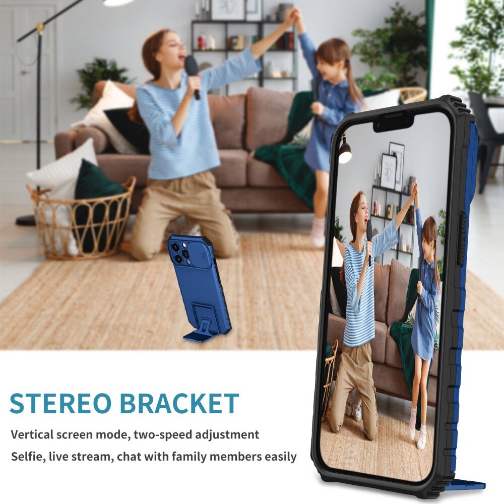 Apple iPhone 13 Pro Kickstand Hoesje met Camera Protector Blauw