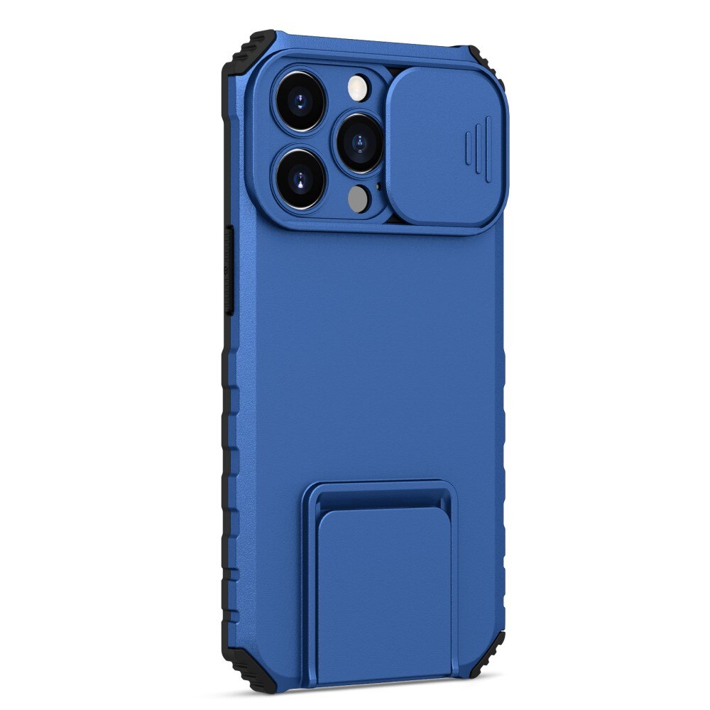 iPhone 13 Pro Kickstand Hoesje met Camera Protector Blauw