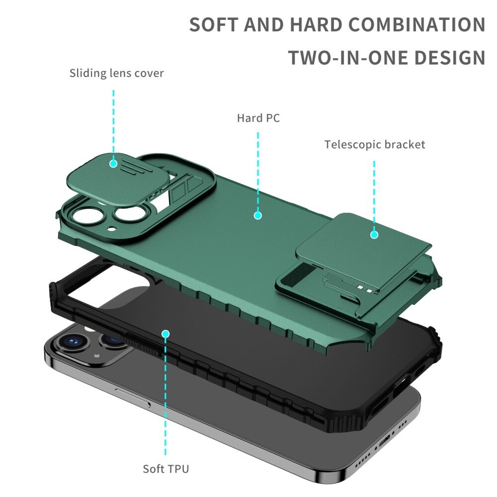 Apple iPhone 13 Pro Kickstand Hoesje met Camera Protector Groen