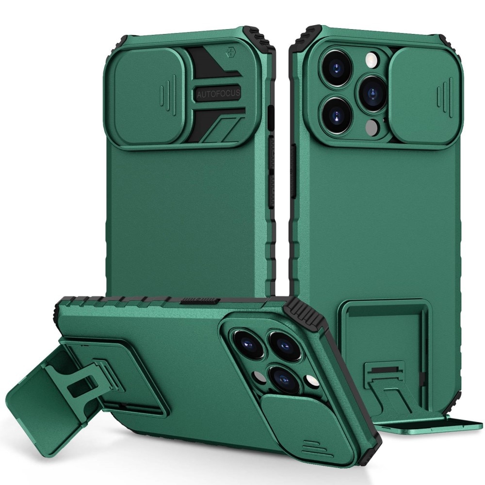 iPhone 13 Pro Kickstand Hoesje met Camera Protector Groen