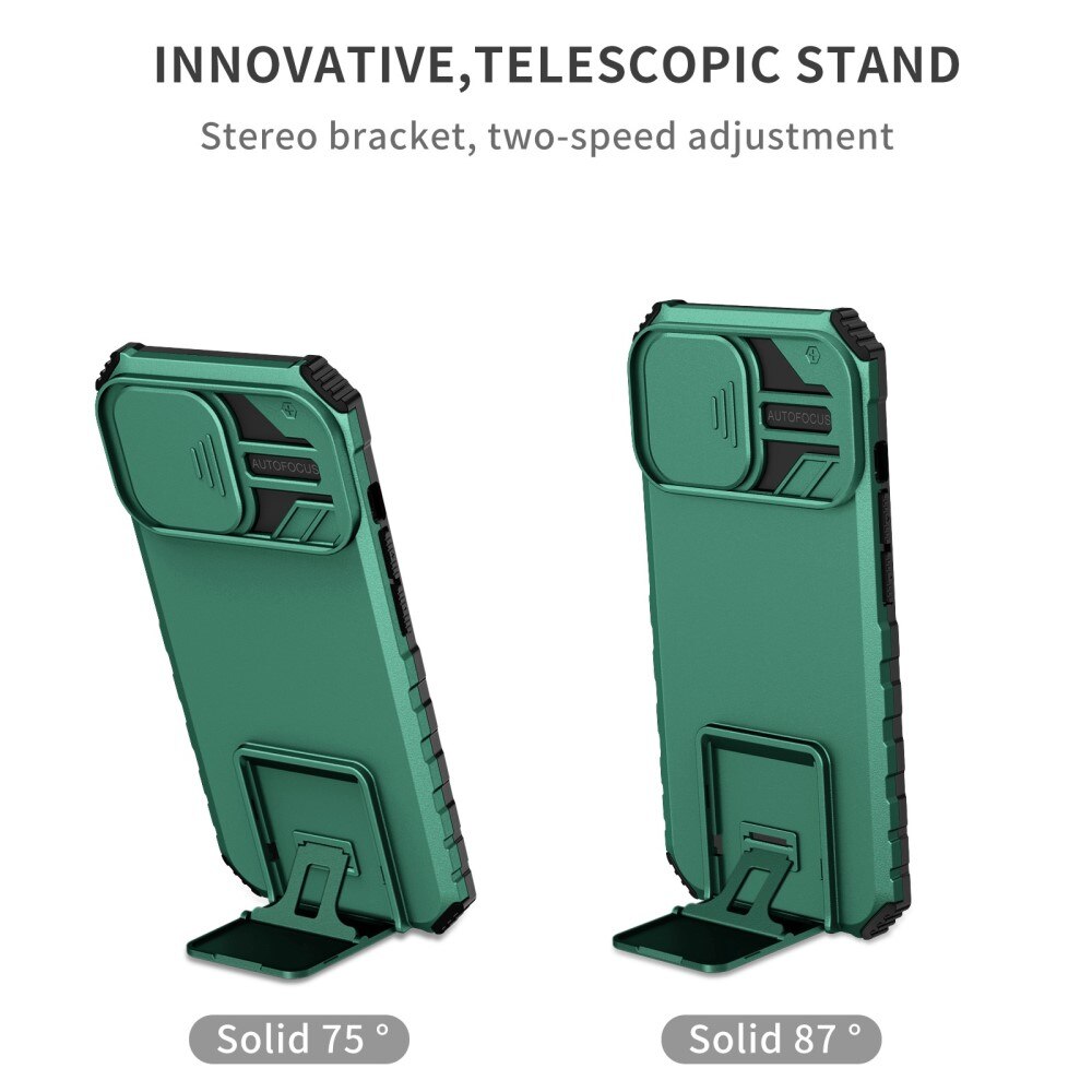 Apple iPhone 13 Pro Kickstand Hoesje met Camera Protector Groen