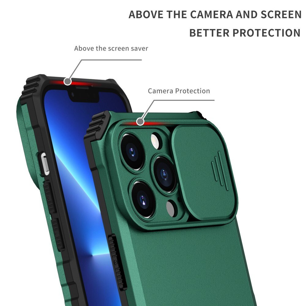 iPhone 13 Pro Kickstand Hoesje met Camera Protector Groen