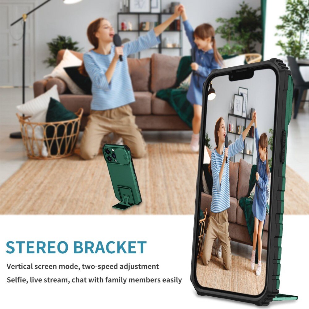 iPhone 13 Pro Kickstand Hoesje met Camera Protector Groen