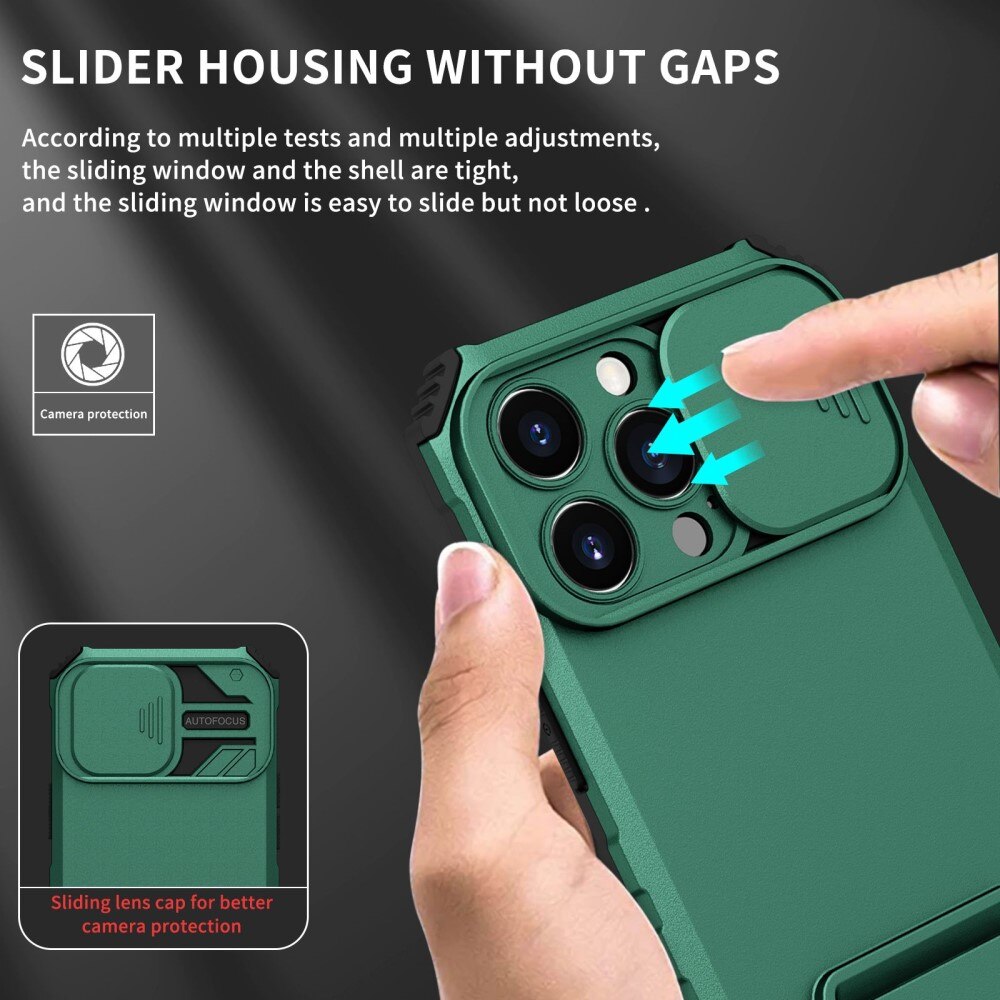 iPhone 13 Pro Kickstand Hoesje met Camera Protector Groen