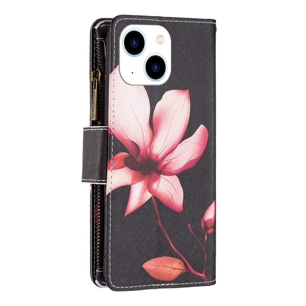 iPhone 14 Portemonnee tas Roze bloem