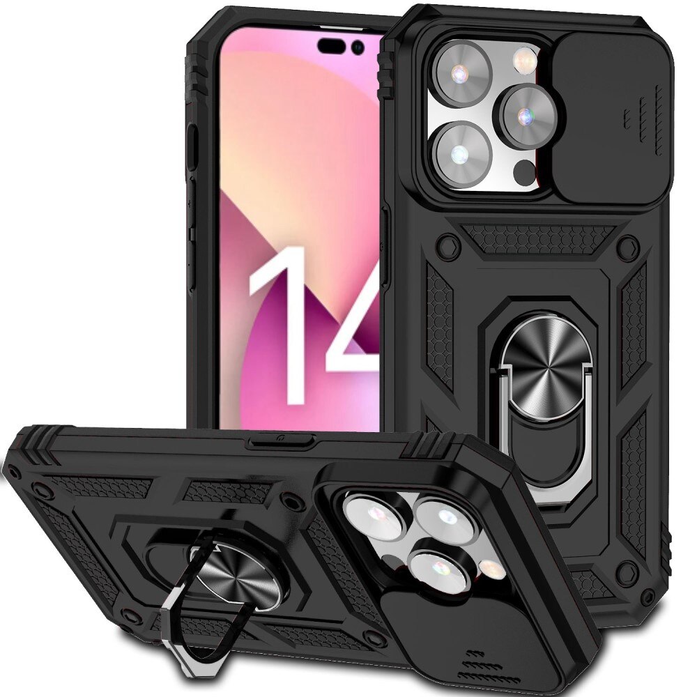 iPhone 14 Pro Max Hybridcase Ring+Camera Protector Zwart