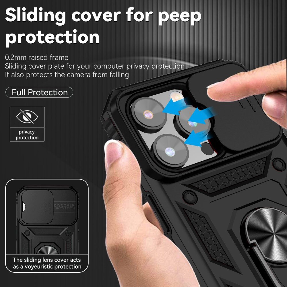 iPhone 14 Pro Max Hybridcase Ring + Camera Protector Zwart