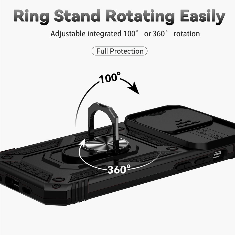iPhone 14 Pro Max Hybridcase Ring + Camera Protector Zwart