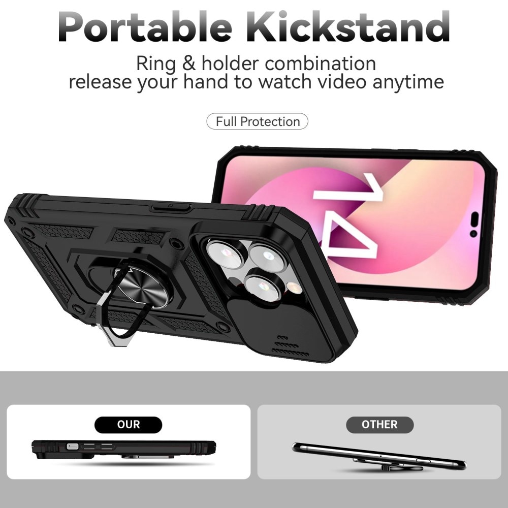 iPhone 14 Pro Max Hybridcase Ring + Camera Protector Zwart