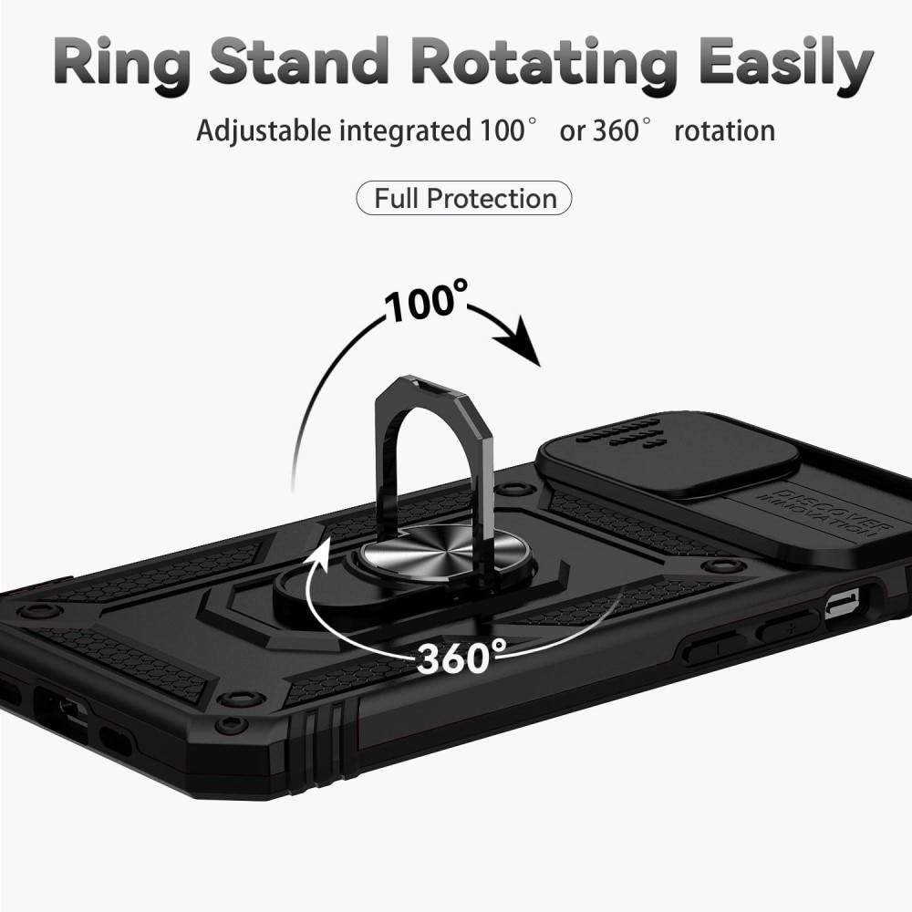 iPhone 14 Hybridcase Ring+Camera Protector Zwart
