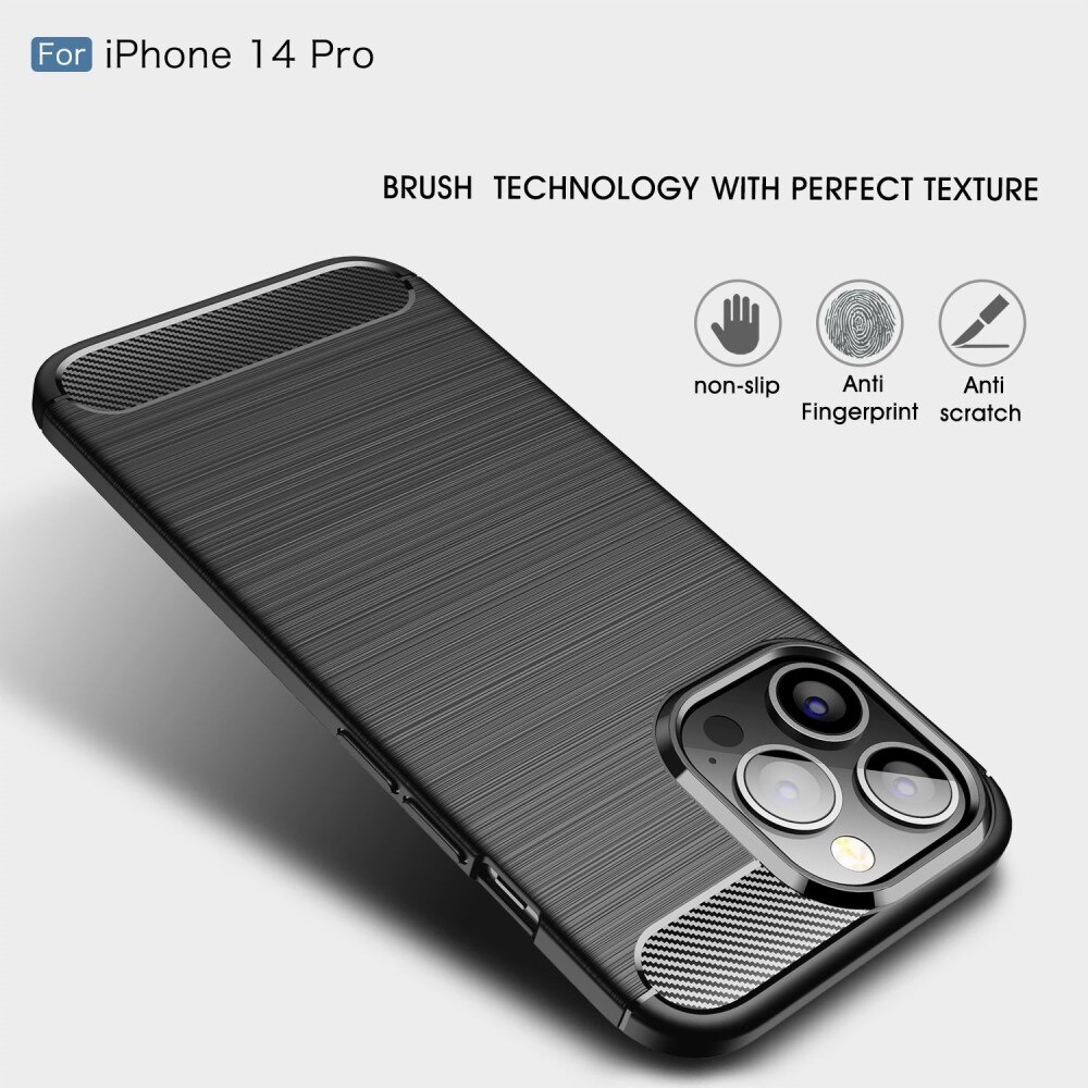 Hoesje TPU Brushed iPhone 14 Pro Zwart