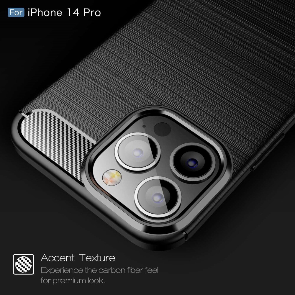 Hoesje TPU Brushed iPhone 14 Pro Zwart