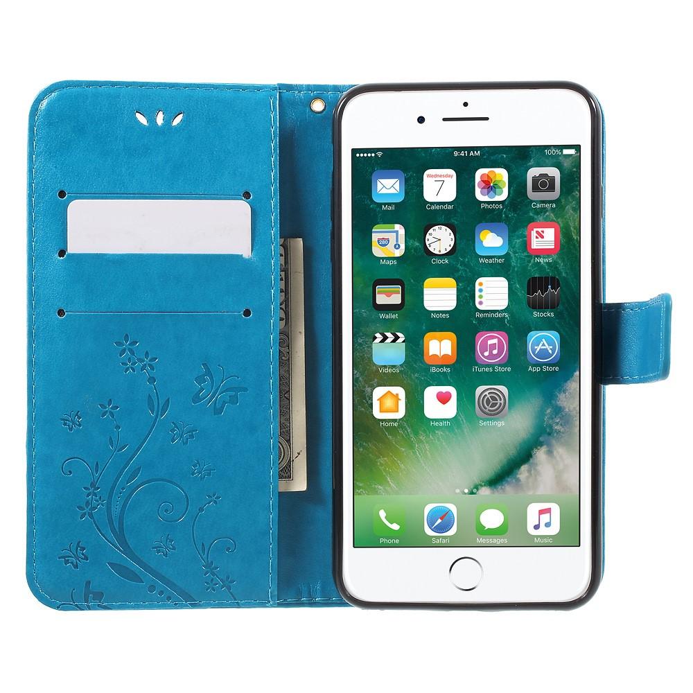 iPhone 7 Plus/8 Plus Leren vlinderhoesje Blauw