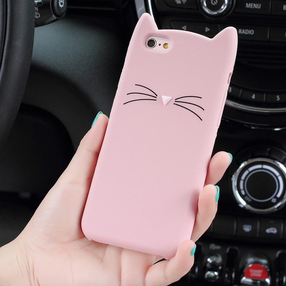 Siliconen hoesje Kat iPhone SE (2020) roze