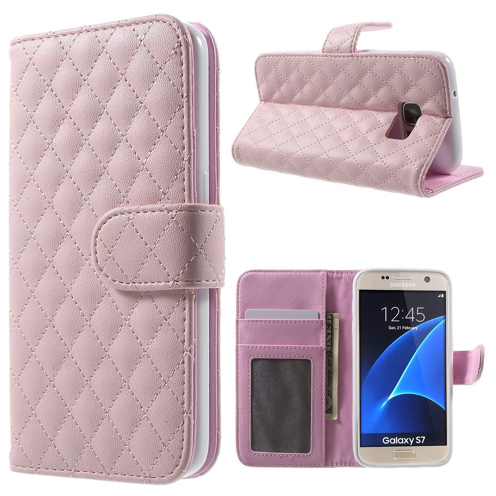 Samsung Galaxy S7 Bookcover hoesje Gewatteerd roze