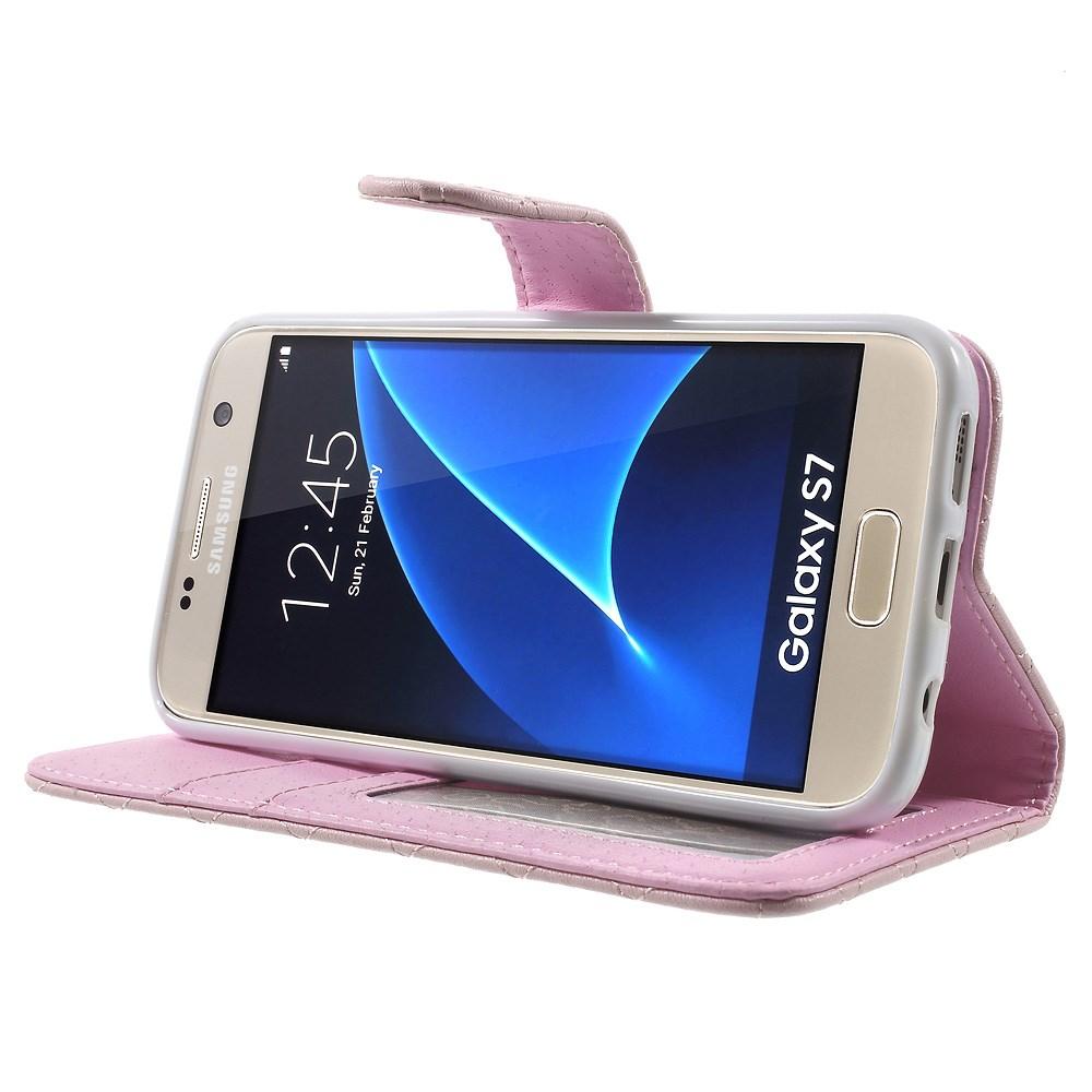 Samsung Galaxy S7 Bookcover hoesje Gewatteerd roze