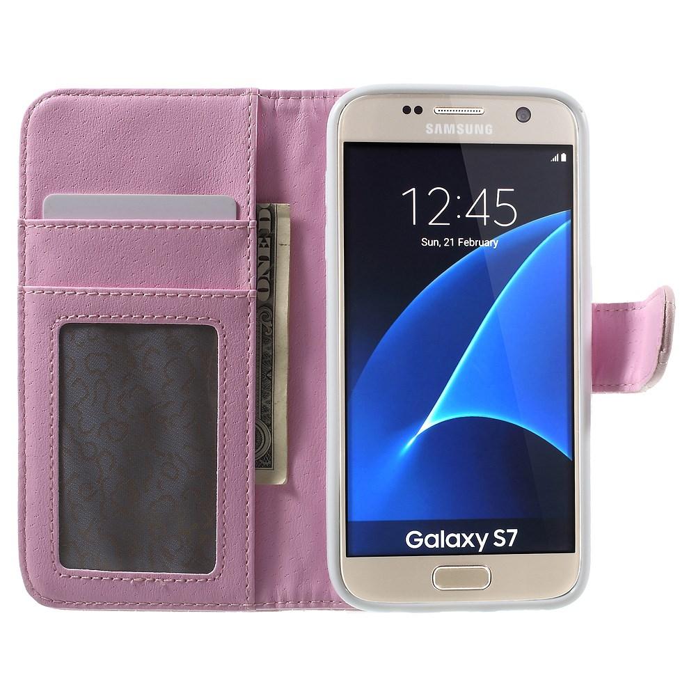Samsung Galaxy S7 Bookcover hoesje Gewatteerd roze