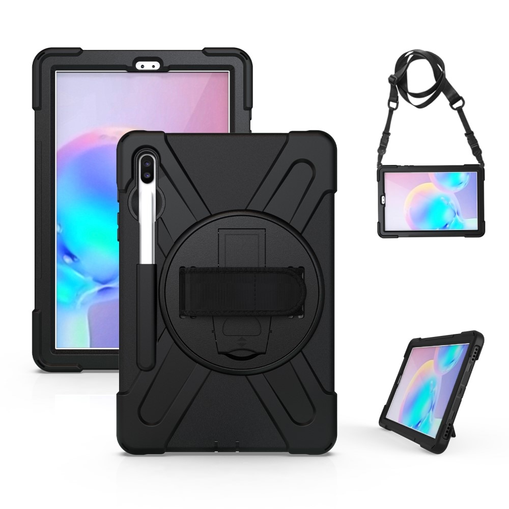 Samsung Galaxy Tab S6 10.5 Schokbestendige Hybridcase met schouderriem zwart