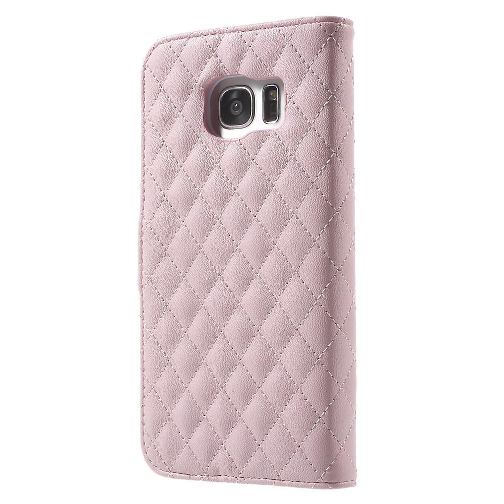 Samsung Galaxy S7 Edge Bookcover hoesje Gewatteerd roze