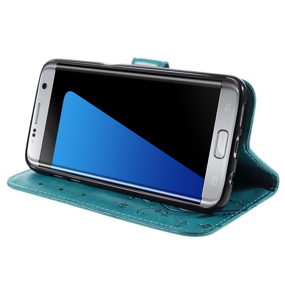 Samsung Galaxy S7 Edge Leren vlinderhoesje Blauw
