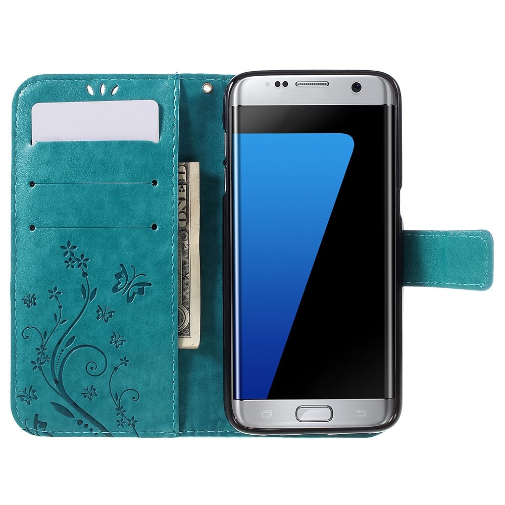 Samsung Galaxy S7 Edge Leren vlinderhoesje Blauw
