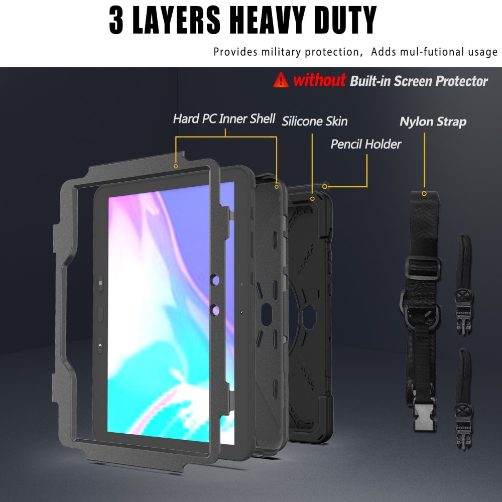 Samsung Galaxy Tab Active4 Pro Schokbestendige Hybridcase met schouderriem zwart