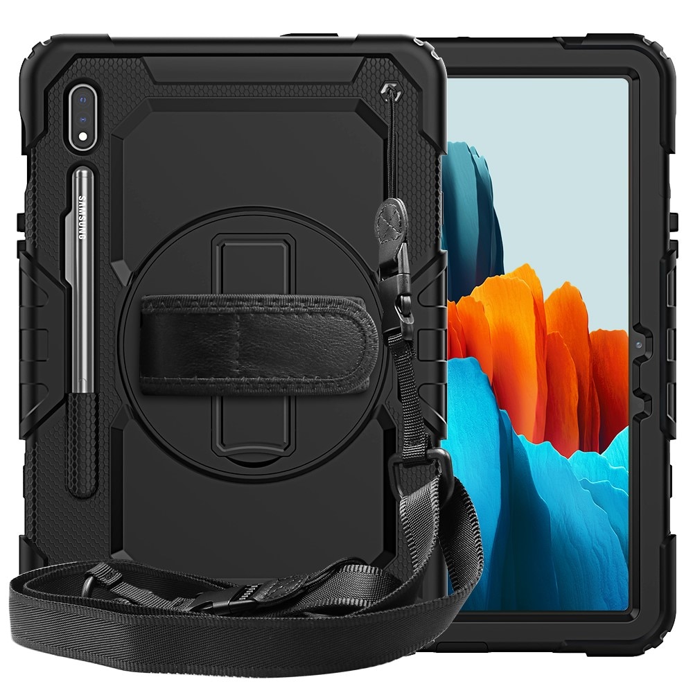 Samsung Galaxy Tab S7/S8 11.0 Schokbestendige Full Protection Hybridcase met schouderriem Zwart