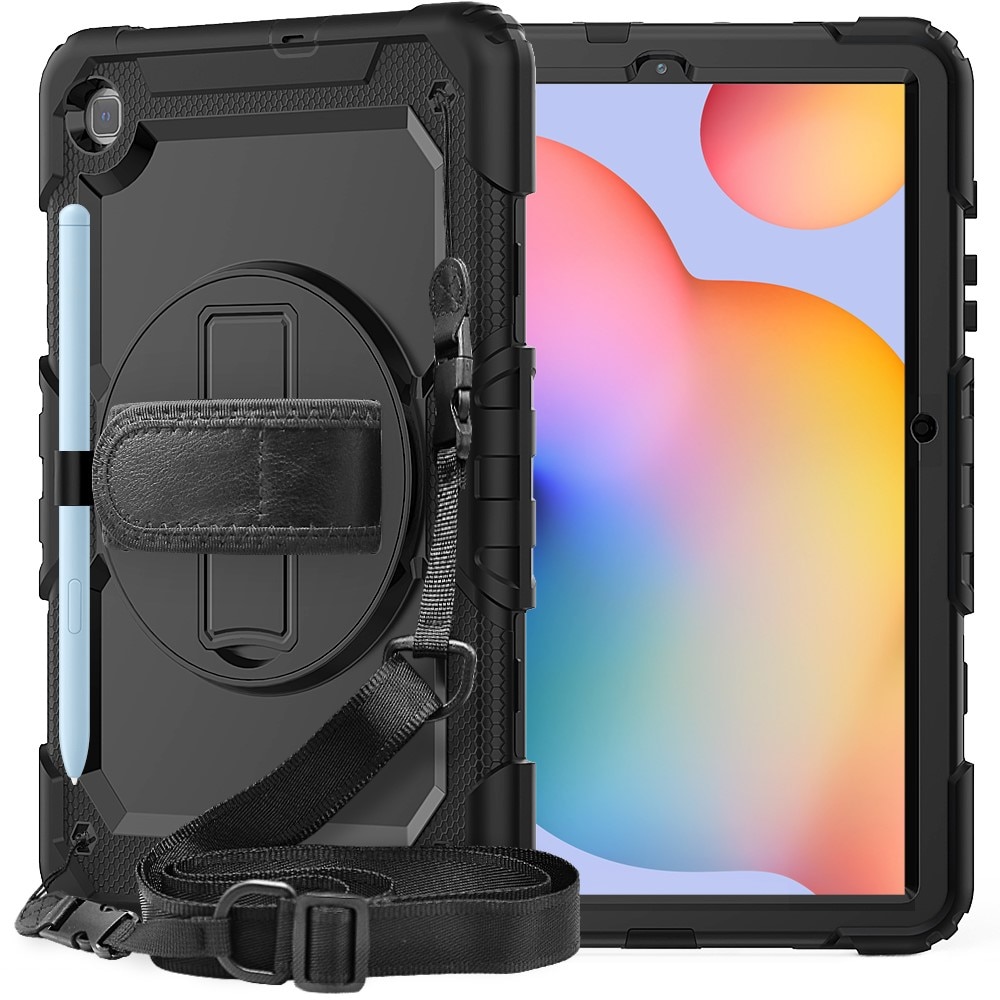 Samsung Galaxy Tab S6 Lite 10.4 Schokbestendige Full Protection Hybridcase met schouderriem zwart
