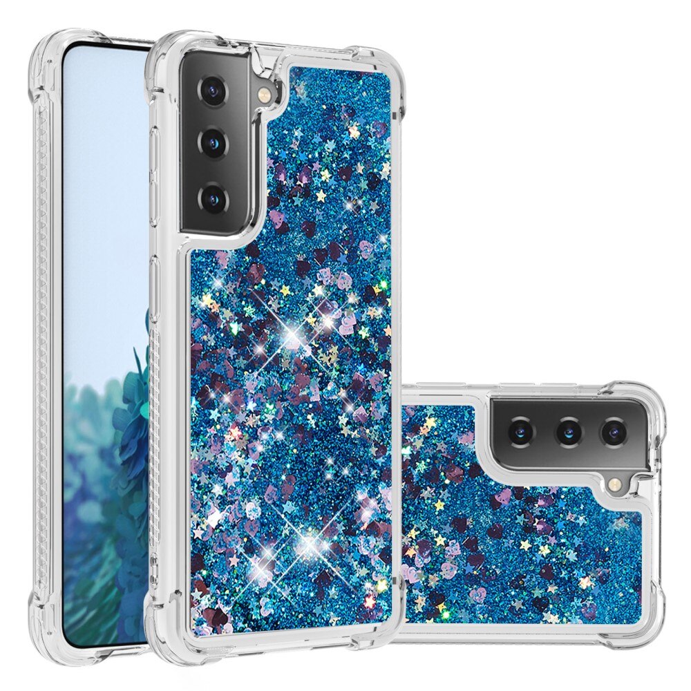 Samsung Galaxy S21 Glitter Powder TPU Case Blauw