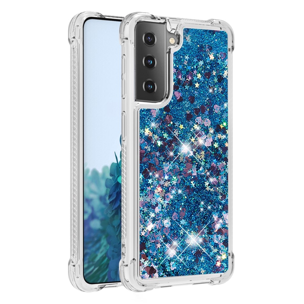Samsung Galaxy S21 Glitter Powder TPU Case Blauw
