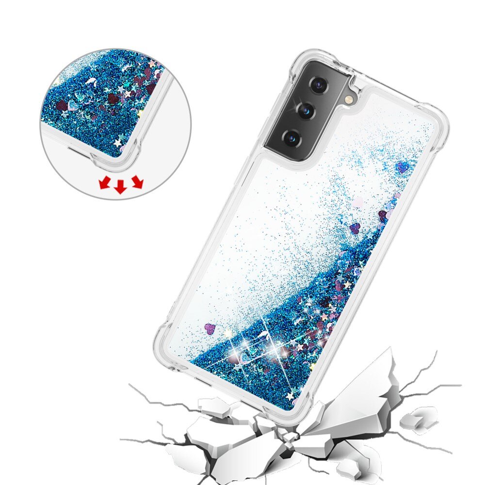 Samsung Galaxy S21 Glitter Powder TPU Case Blauw