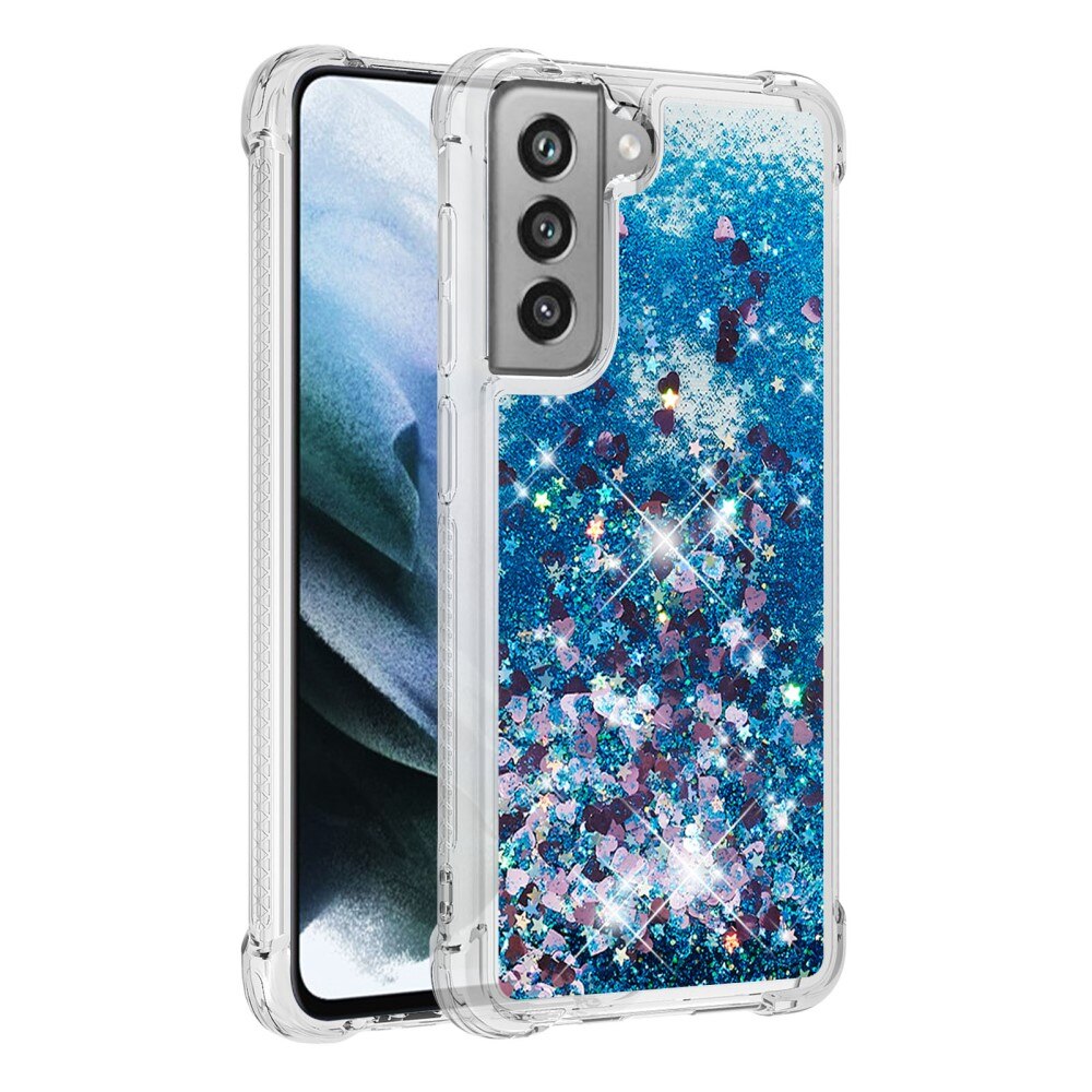 Samsung Galaxy S21 FE Glitter Powder TPU Case Blauw