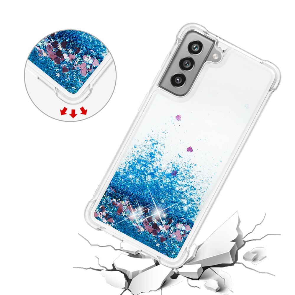 Samsung Galaxy S21 FE Glitter Powder TPU Case Blauw