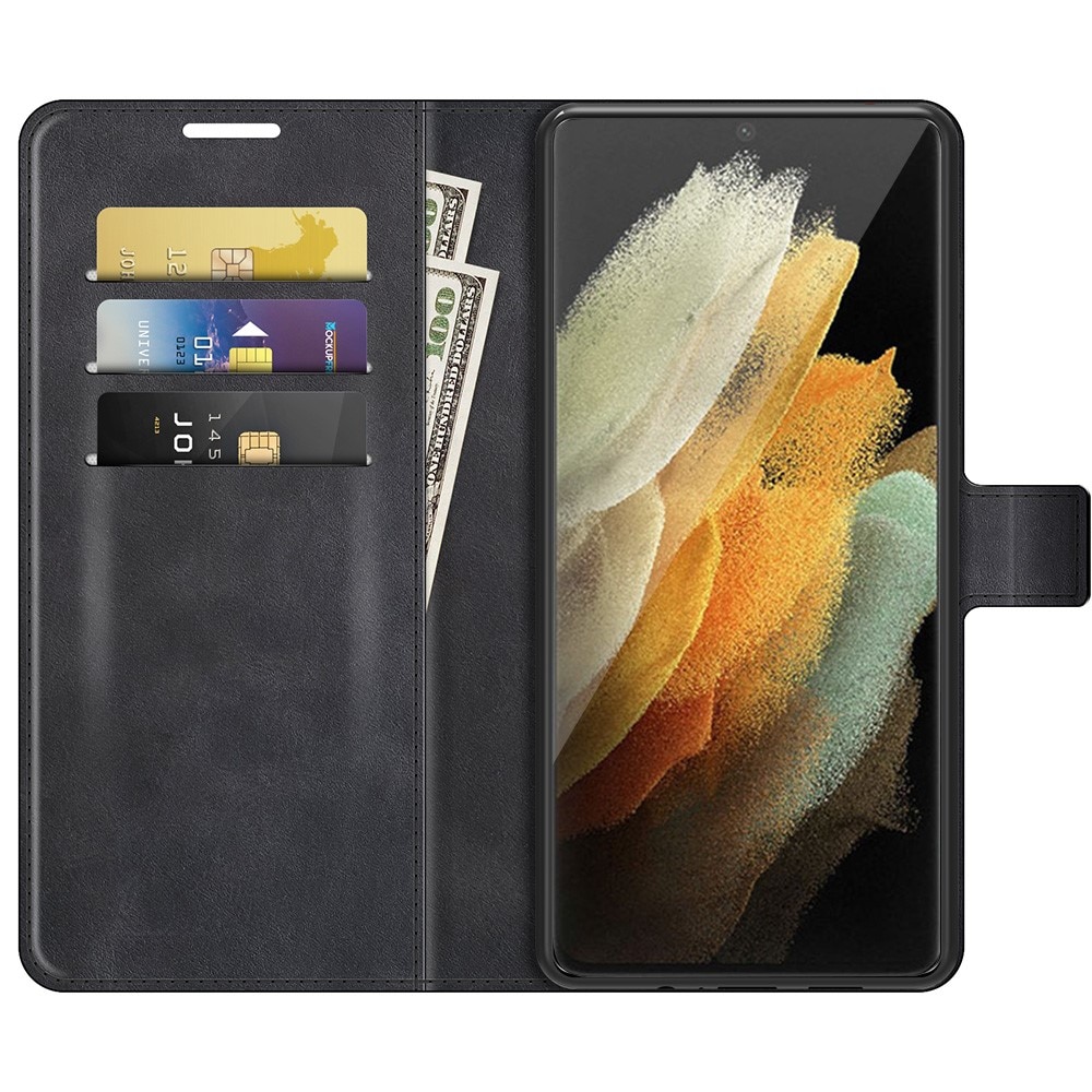 Samsung Galaxy S22 Ultra Leather Wallet Zwart