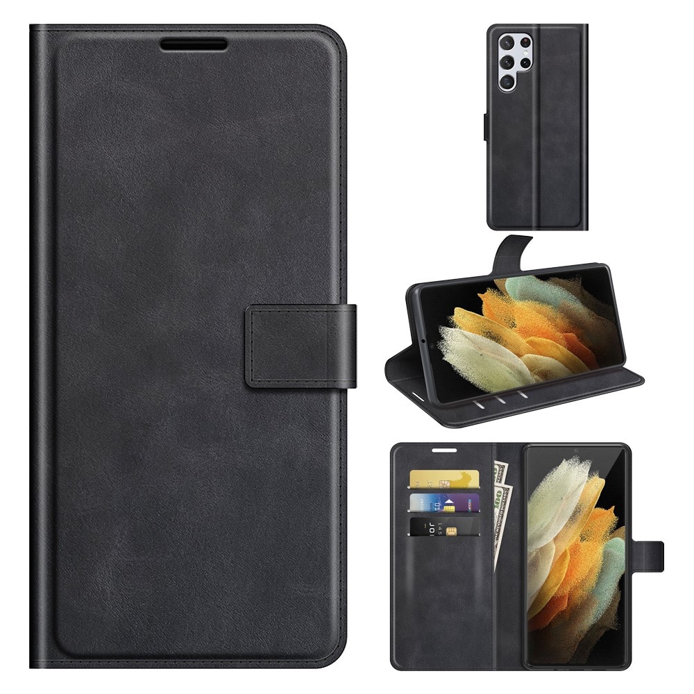 Samsung Galaxy S22 Ultra Leather Wallet Zwart