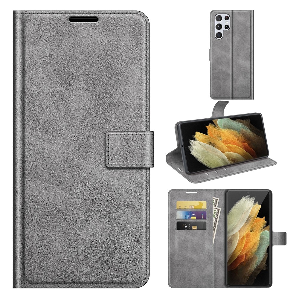 Samsung Galaxy S22 Ultra Leather Wallet Grey