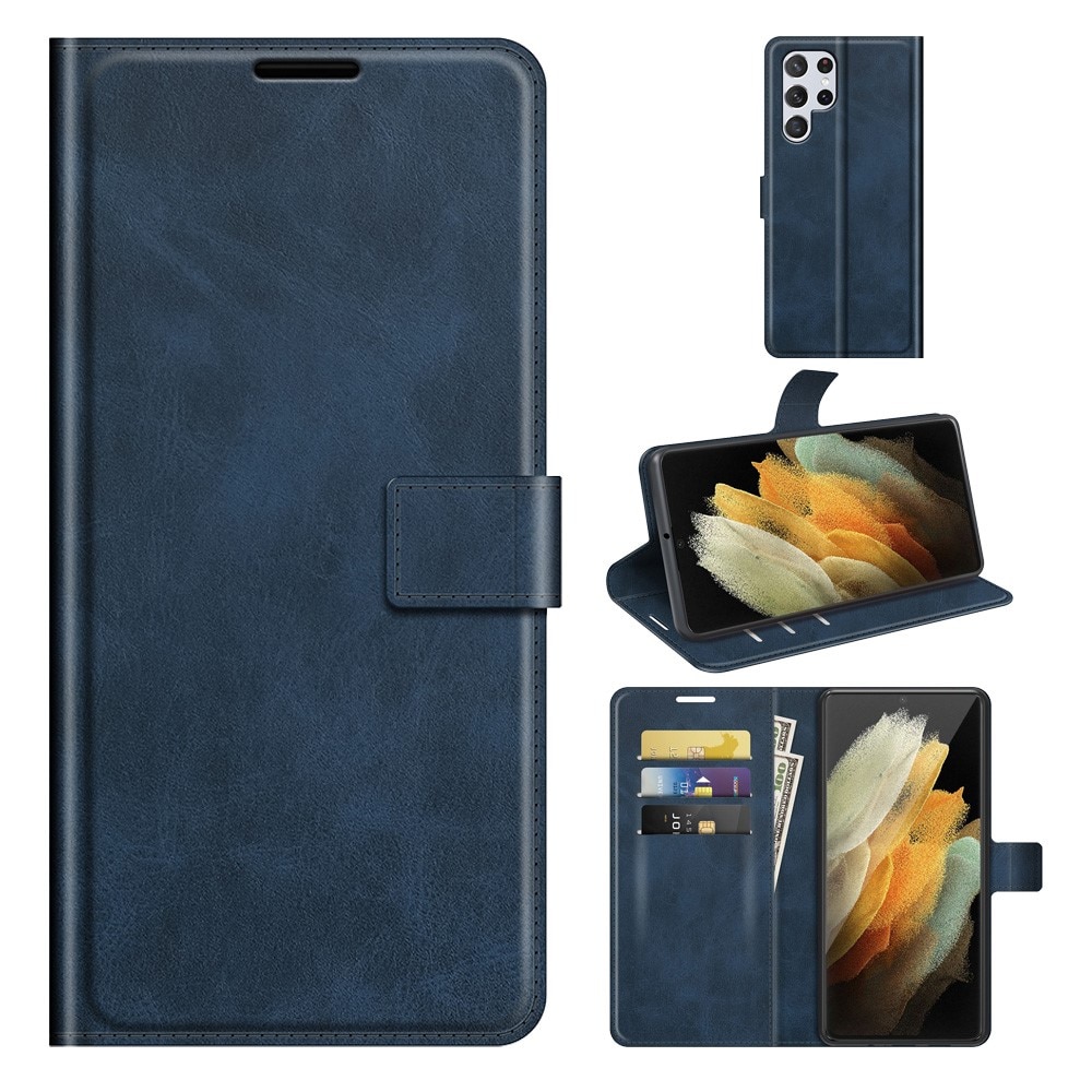 Samsung Galaxy S22 Ultra Leather Wallet Blue