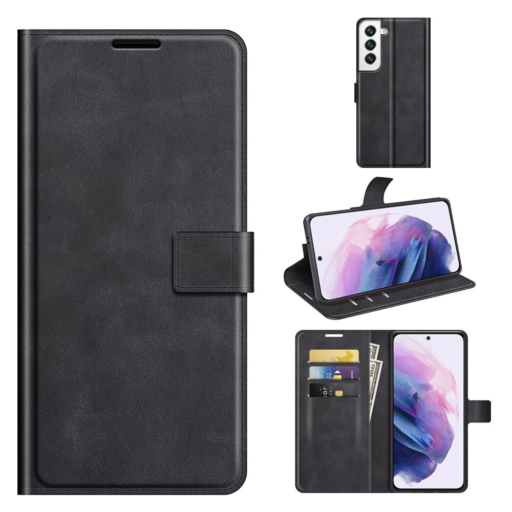 Samsung Galaxy S22 Leather Wallet Zwart